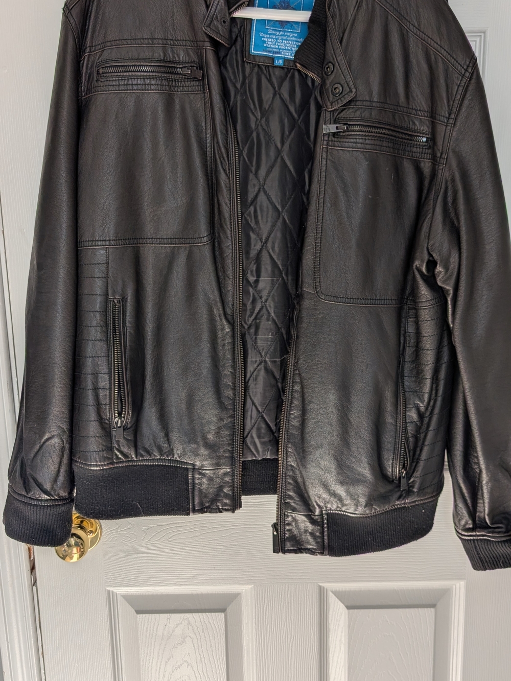 Point Zero Black Leather Point Zero Bomber Jacket